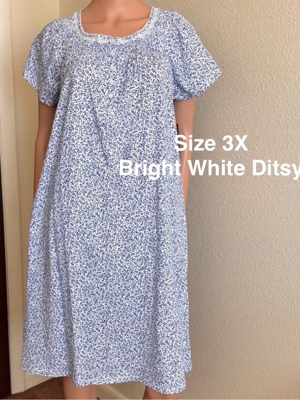 Aria Women's 100% Cotton Raglan Sleeve Smocked Neck 
Sleepwear Gown, 3X